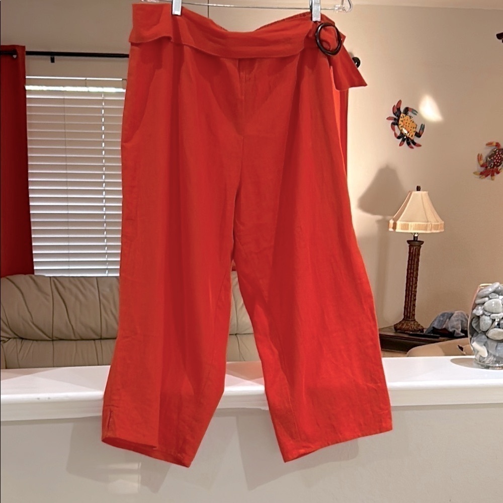 NWT Melissa Paige Stylish Tangerine Orange Womens Wide Leg Pull On Pants Size XL